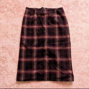 Purple plaid wool skirt